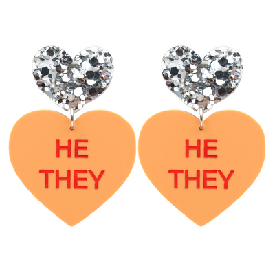 Haus of Dizzy Pronoun Gentle Reminder Candy Heart Earrings