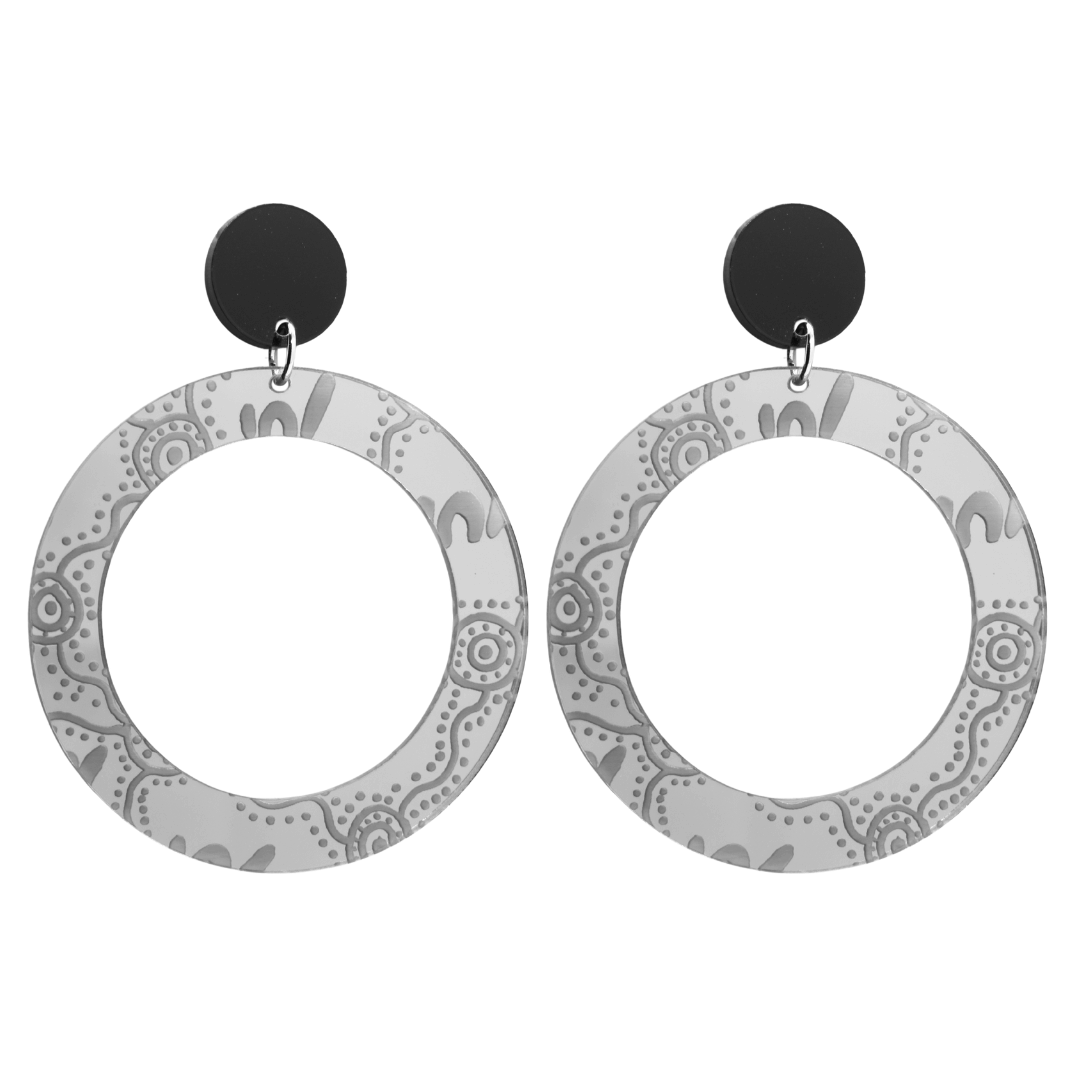 Haus of Dizzy 'Wiradjuri Yinaa' Mirror Hoop Earrings