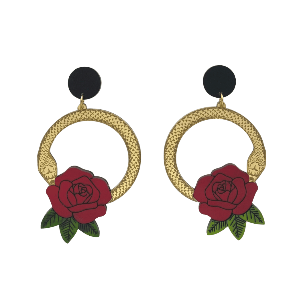 Haus of Dizzy 'Snake Rose' Hoop Earrings
