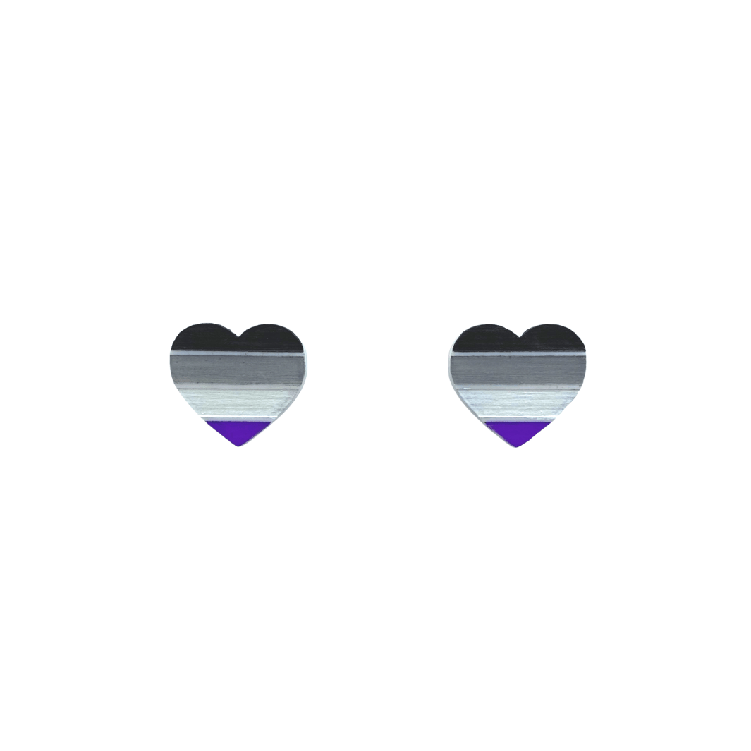 An image of hand painted Asexual Pride Flag on acrylic Studs