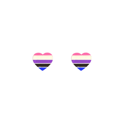 An image of hand painted Gender Fluid Pride Flag on acrylic Studs