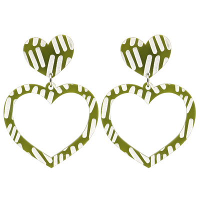 Haus of Dizzy Blak Collection - Sea Glass 'Markings' Heart Hoop Earrings