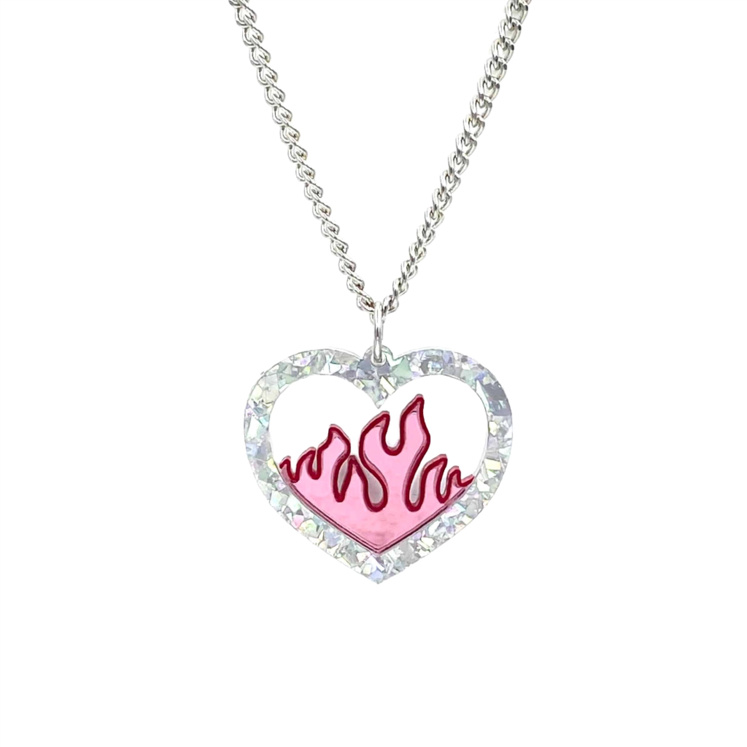 CRYSTAL CLEAR HEART FLAME CONSTELLATION NECKLACE