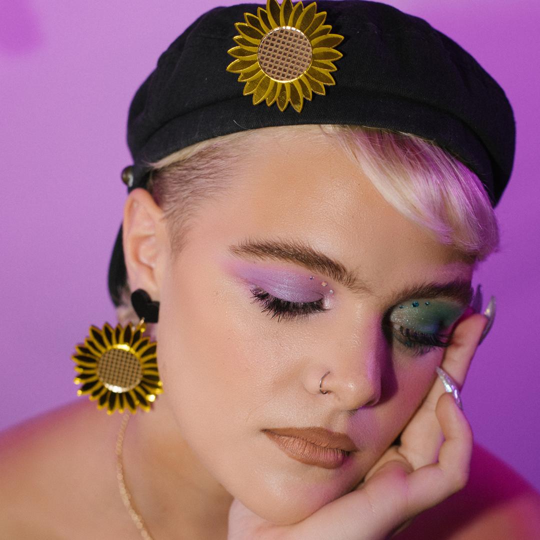 Haus of Dizzy 'Sweet Sunflower' Mirrored Earrings