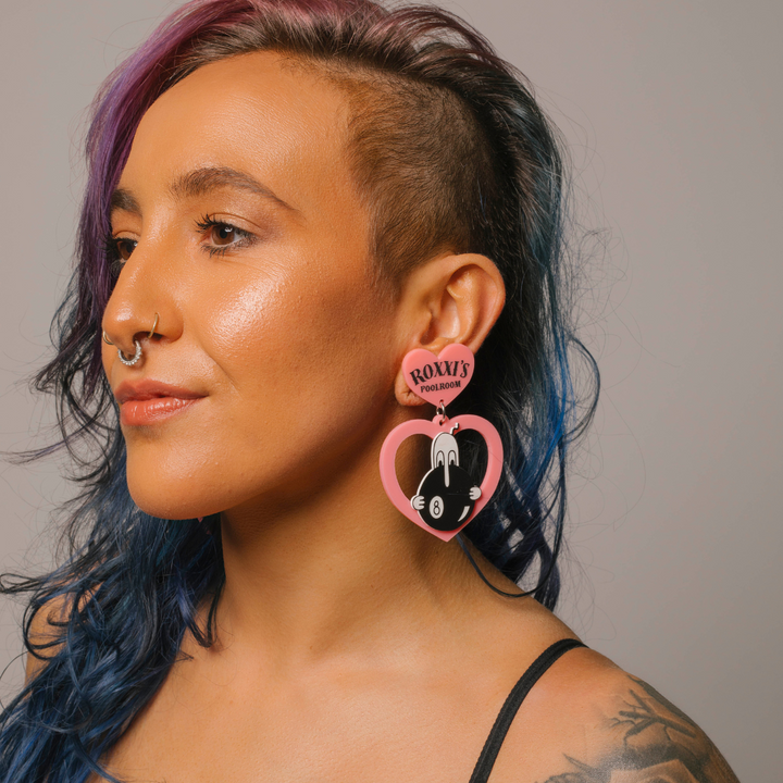 Haus of Dizzy x Roxxi's Poolroom 'Kilroy' Barbie Heart Earrings