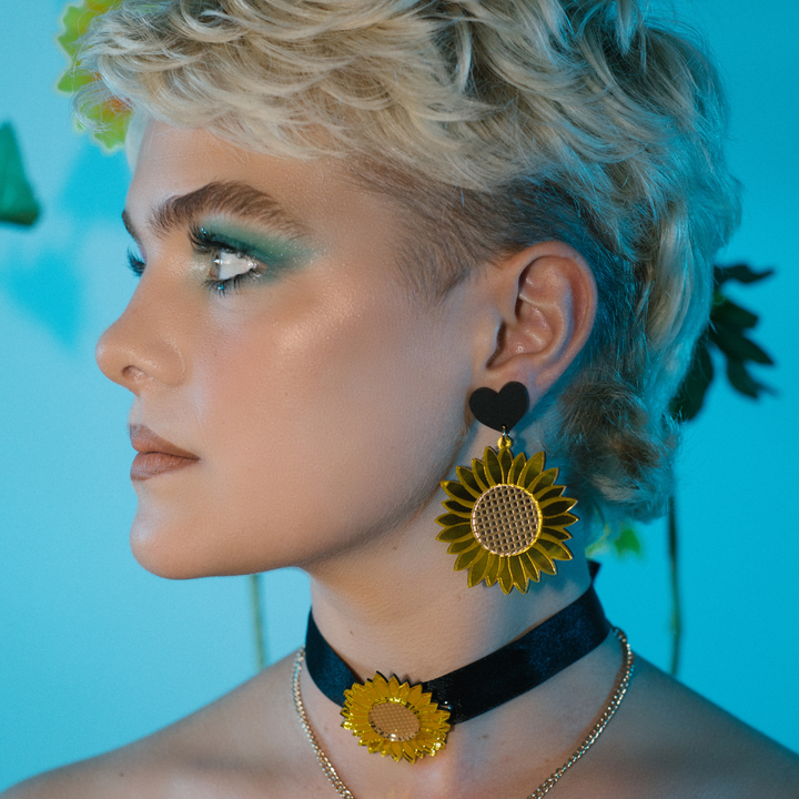 Haus of Dizzy 'Sweet Sunflower' Mirrored Earrings