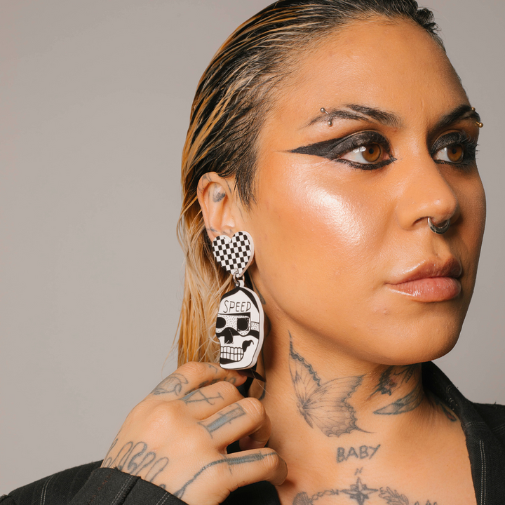 Haus of Dizzy x Roxxi's Poolroom 'Speed Skull' Earrings