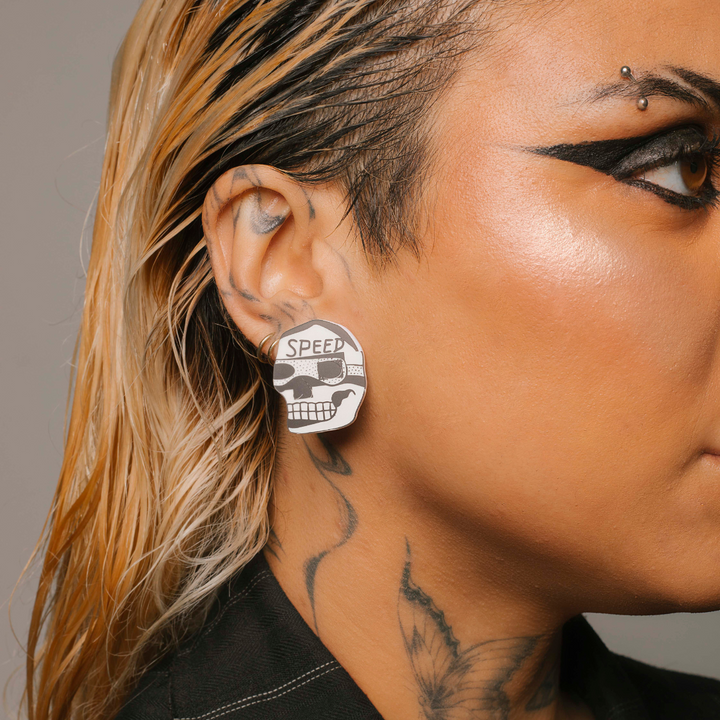 Haus of Dizzy x Roxxi's Poolroom 'Speed Skull' Studs