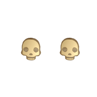 Haus of Dizzy Emoji Skull Stud Earrings Gold Mirror