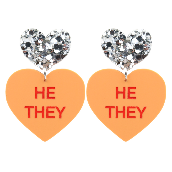 Haus of Dizzy 'Pronoun' Gentle Reminder Candy Heart Earrings