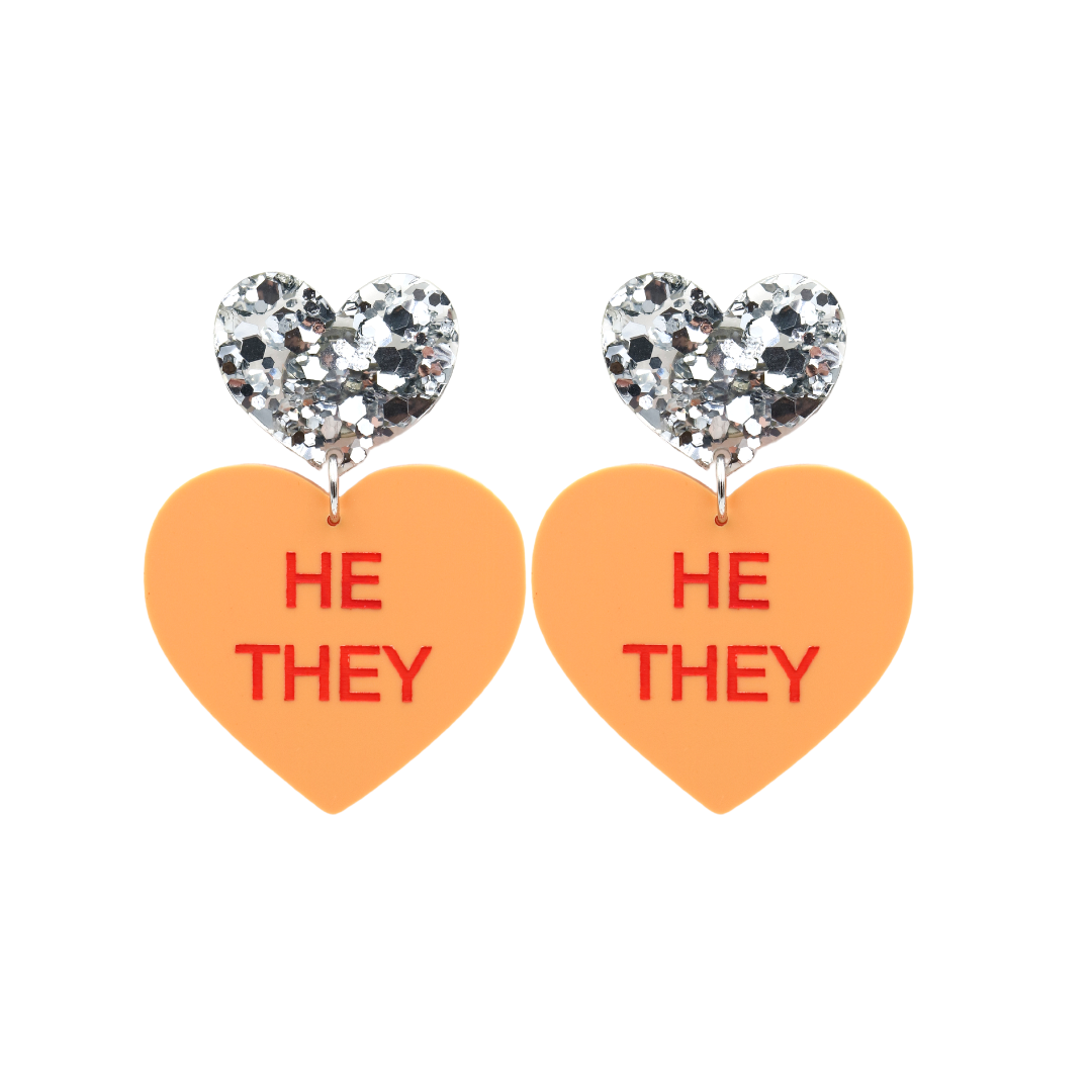 Haus of Dizzy Gentle Reminder Candy Heart Earrings (Pronouns)