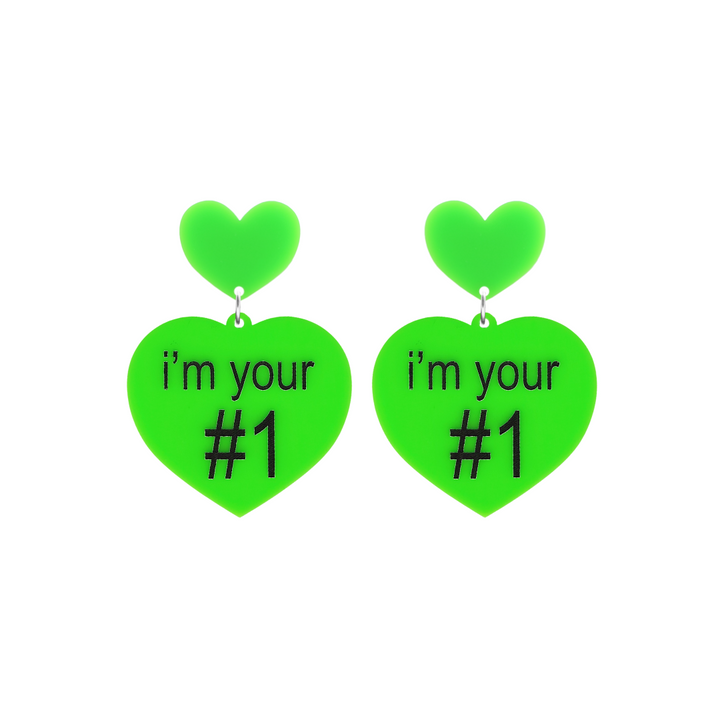 Haus of Dizzy 'i'm your #1' Heart Earrings