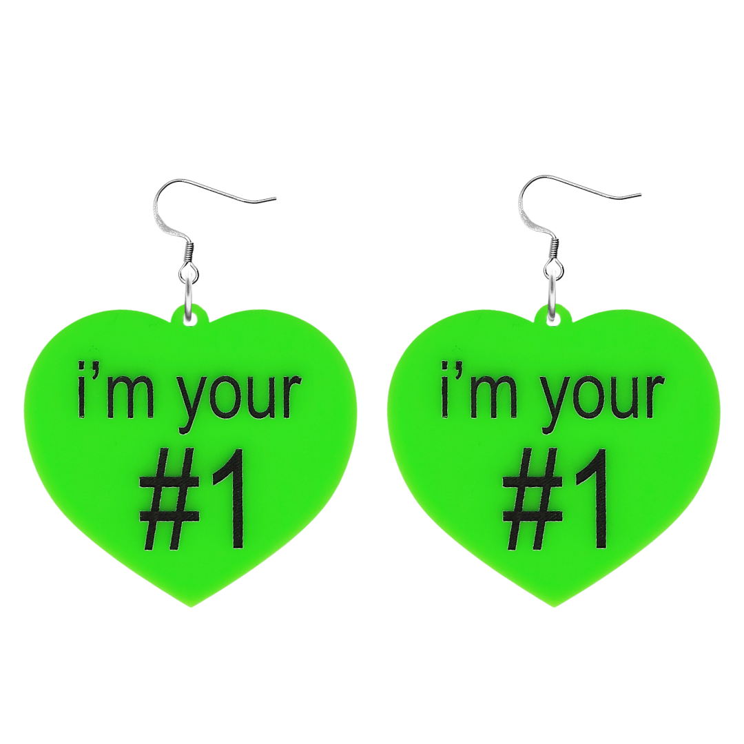 Haus of Dizzy 'i'm your #1' Heart Earrings