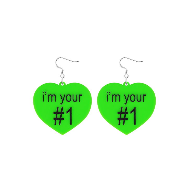 Haus of Dizzy 'i'm your #1' Heart Earrings