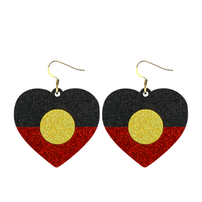Haus of Dizzy 'Indigenous Pride' Glitter Heart Earrings