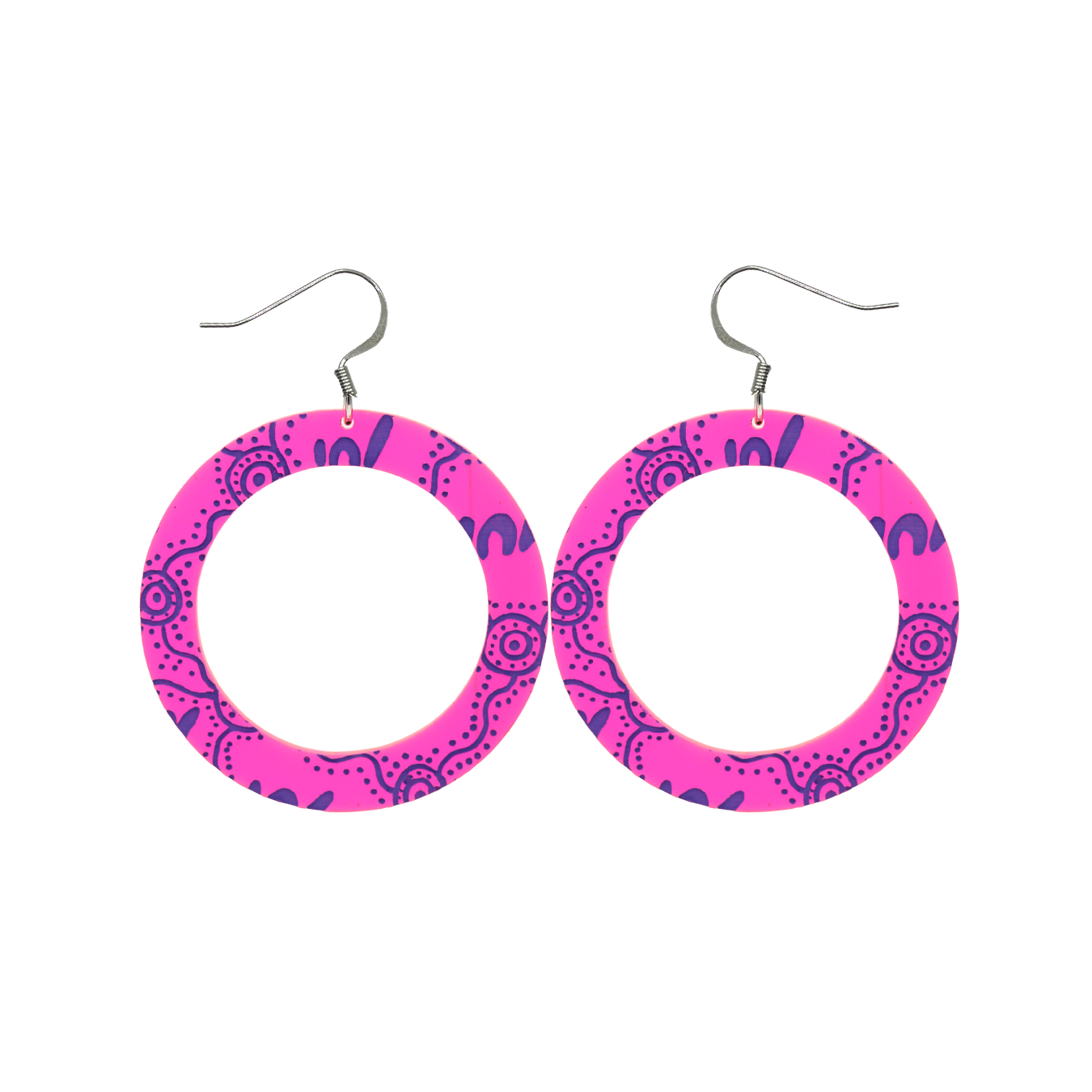 Hot pink hoop earrings deals