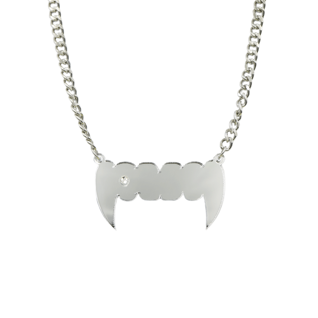 Haus of Dizzy Fang Plate Silver Necklace