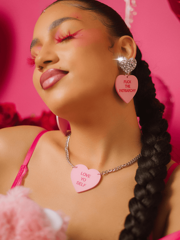 Haus of Dizzy 'Pronoun' Gentle Reminder Candy Heart Earrings