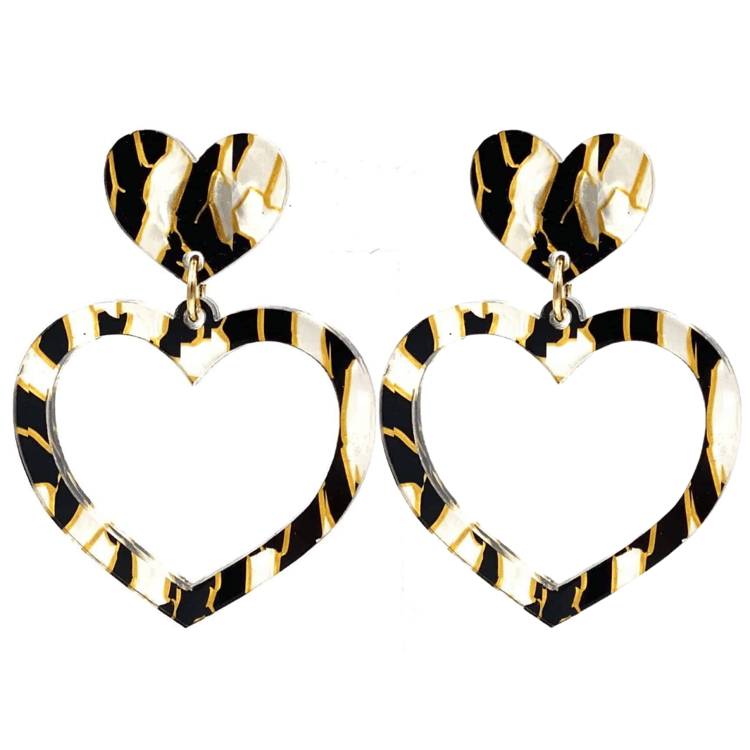 Haus of Dizzy Tiger Barbie Heart Earrings