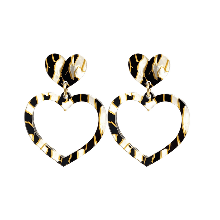 Haus of Dizzy Tiger Barbie Heart Earrings