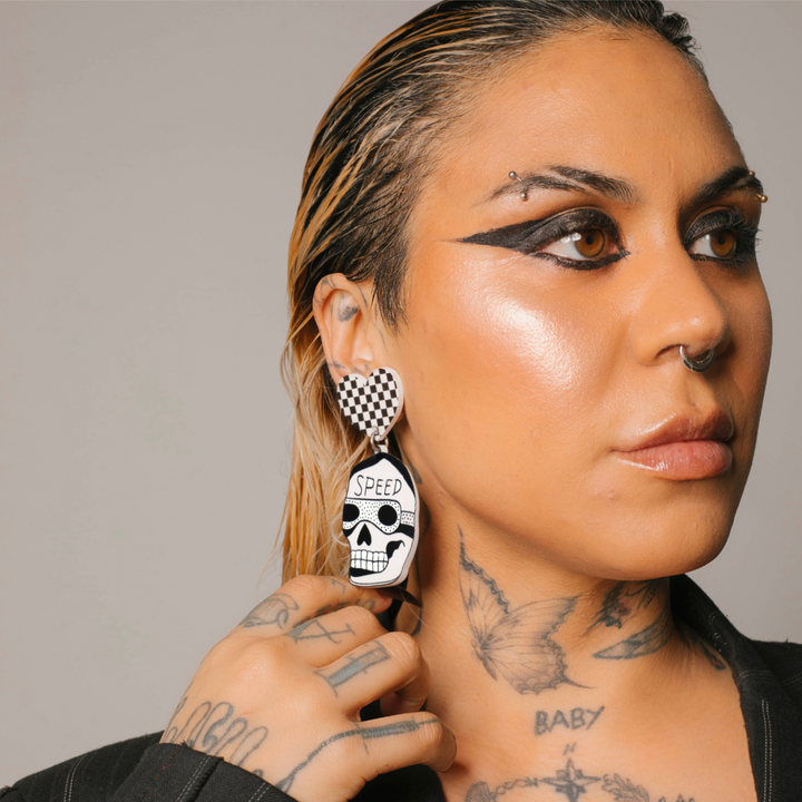 Haus of Dizzy x Roxxi's Poolroom 'Speed Skull' Earrings