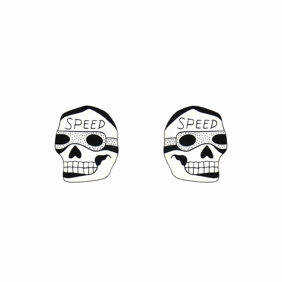 Haus of Dizzy x Roxxi's Poolroom 'Speed Skull' Studs