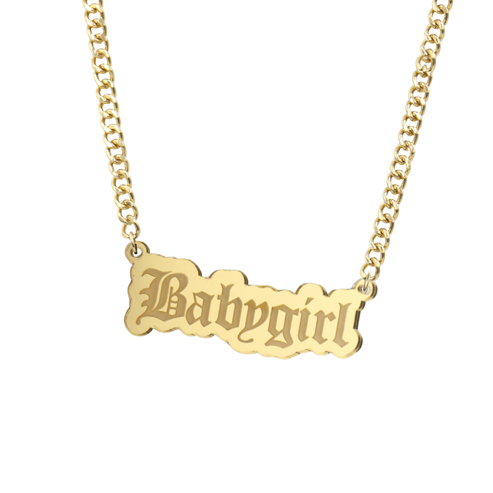 HAUS OF DIZZY 'Babygirl' Plate Necklace