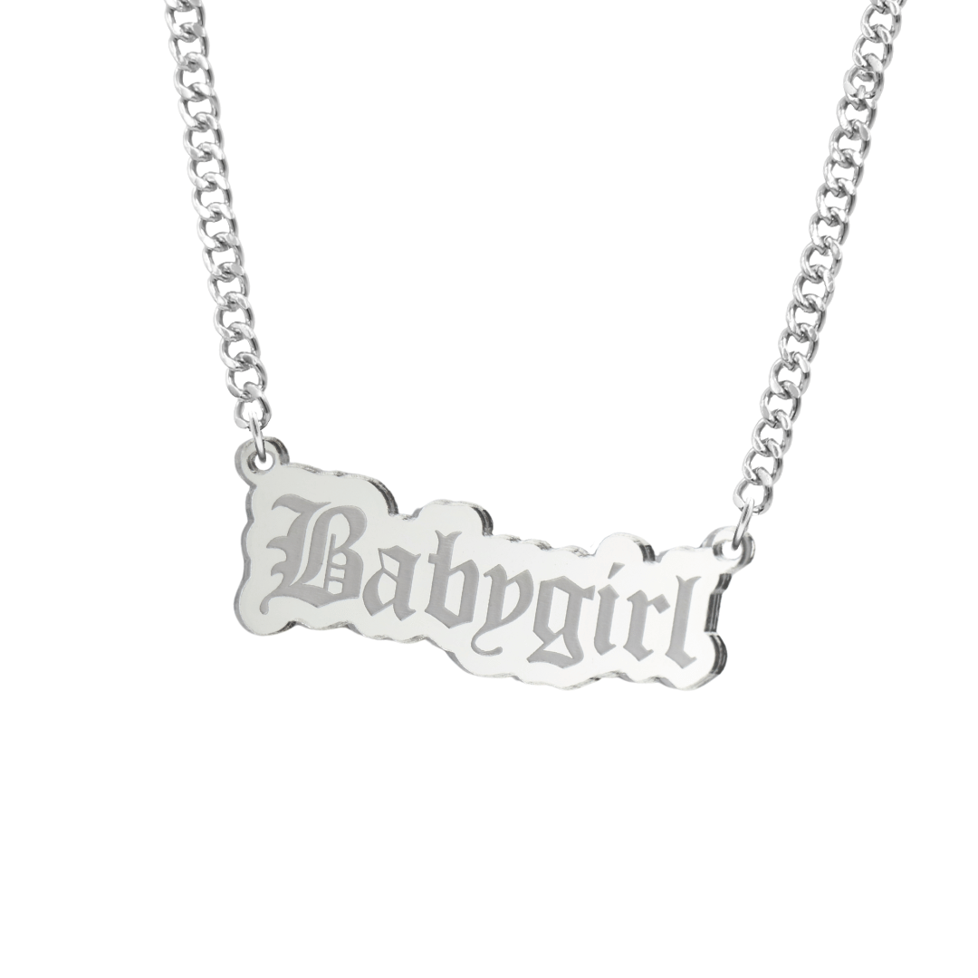 HAUS OF DIZZY 'Babygirl' Plate Necklace