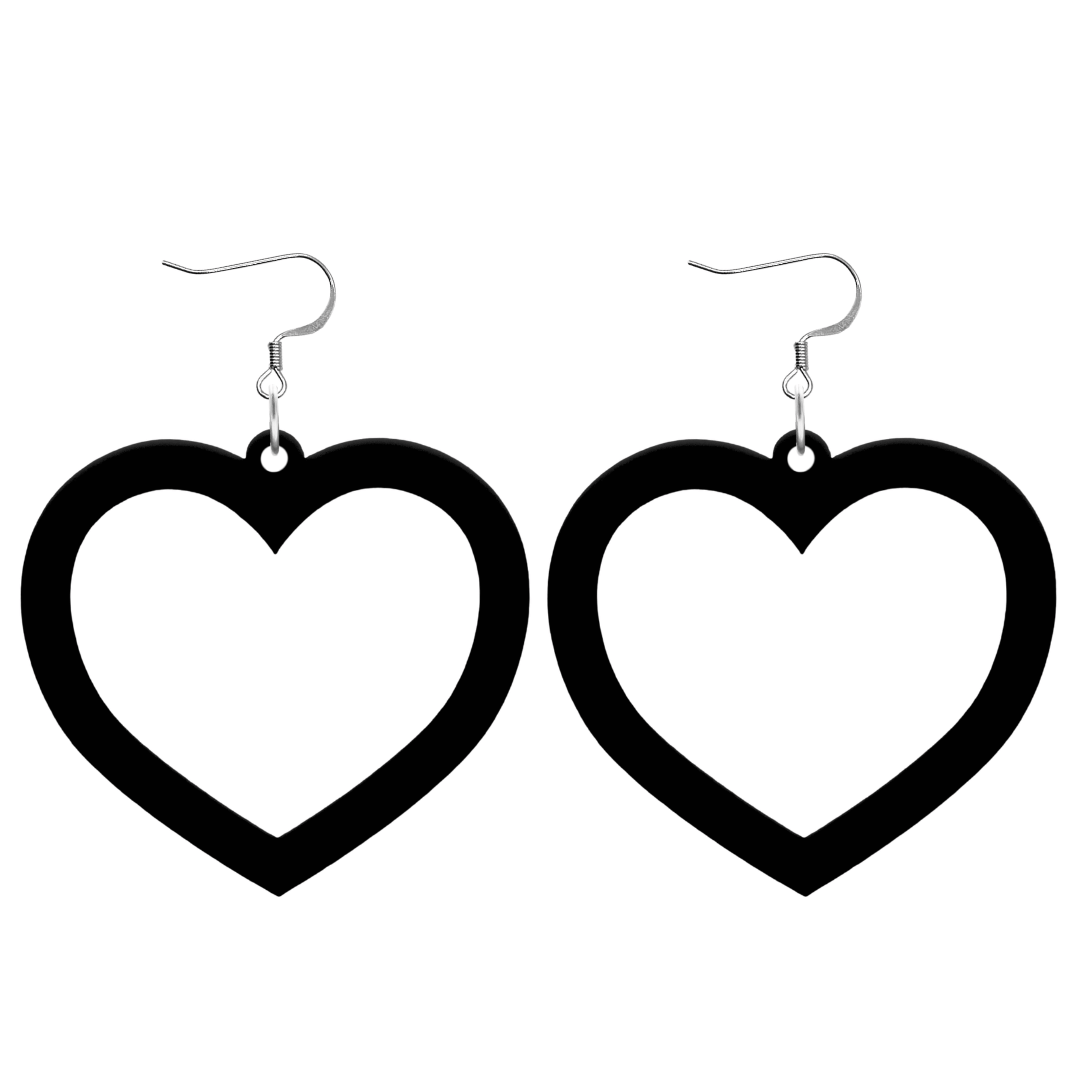 haus of dizzy plain barbie heart earrings in black size large with hooks no heart tops