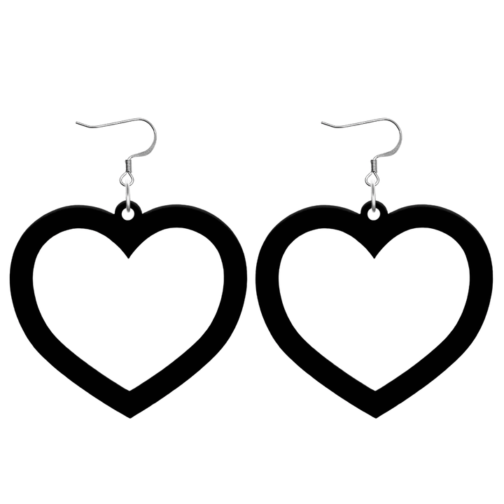 haus of dizzy plain barbie heart earrings in black size large with hooks no heart tops
