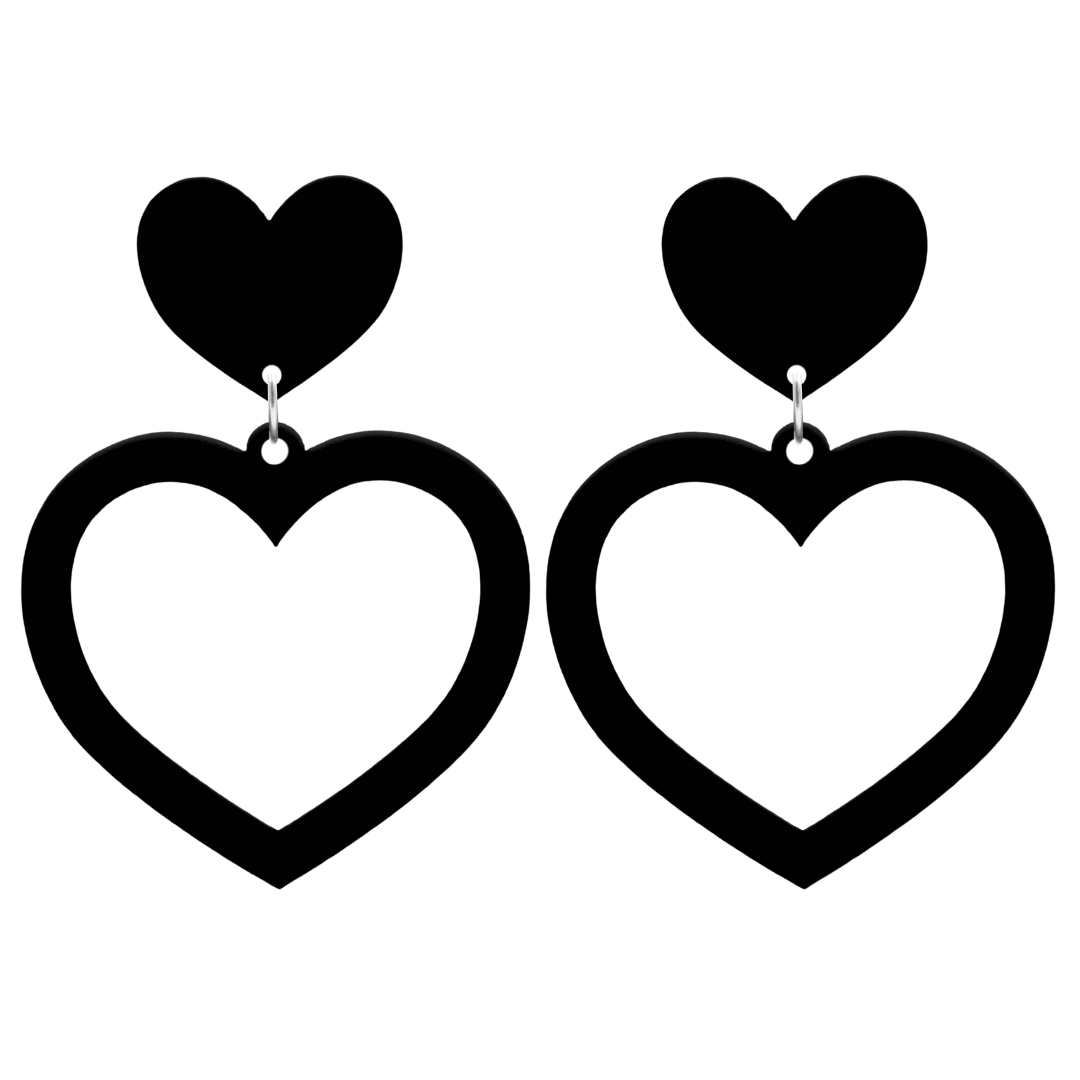 haus of dizzy plain barbie heart earrings in black size large