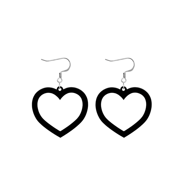 haus of dizzy plain barbie heart earrings in black size small with hooks no heart tops