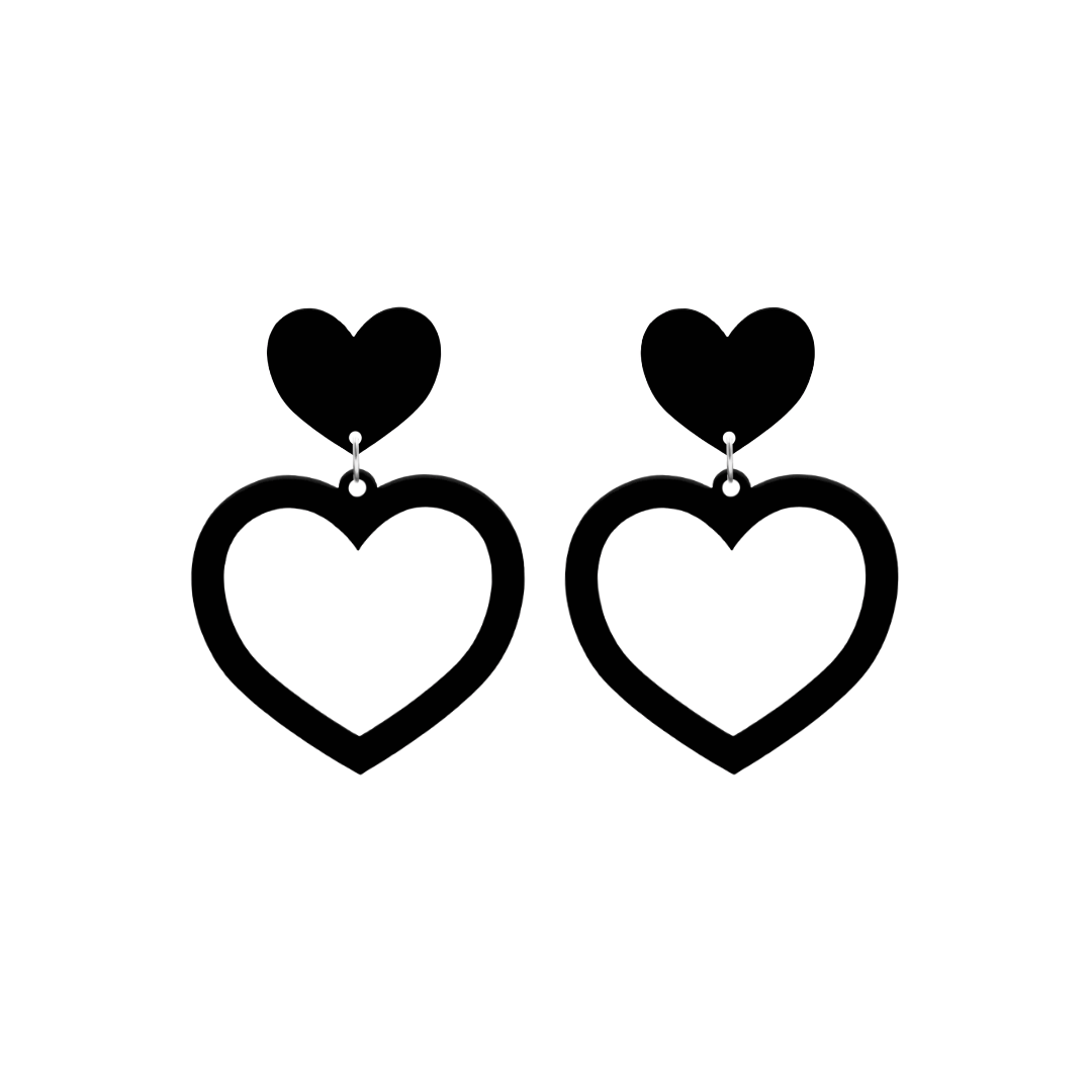 haus of dizzy plain barbie heart earrings in black size small