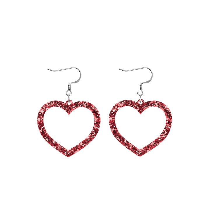 haus of chunky pink glitter barbie heart earrings size small with hooks no heart tops