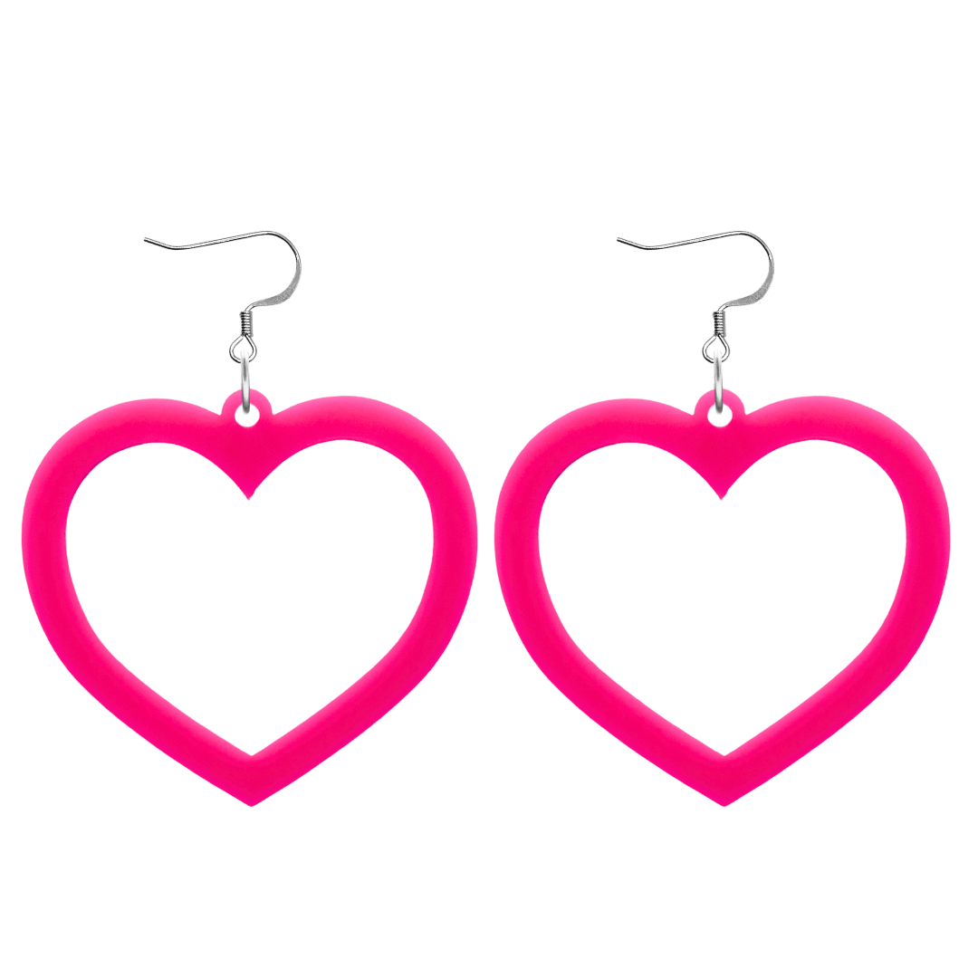 haus of dizzy plain barbie heart earrings in hot pink size large with hooks no heart tops