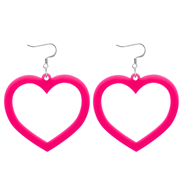 haus of dizzy plain barbie heart earrings in hot pink size large with hooks no heart tops