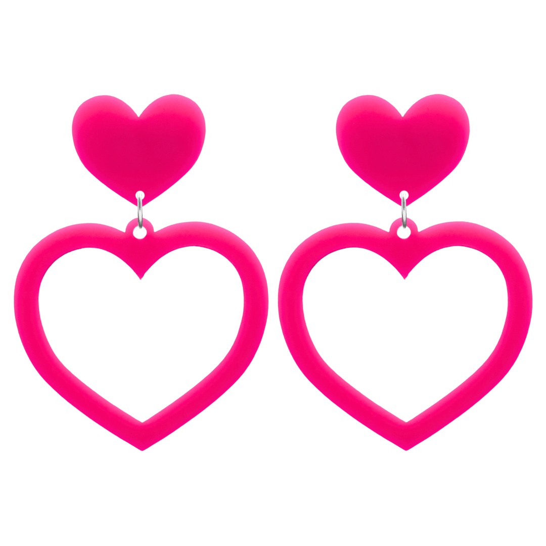 haus of dizzy plain barbie heart earrings in hot pink size large