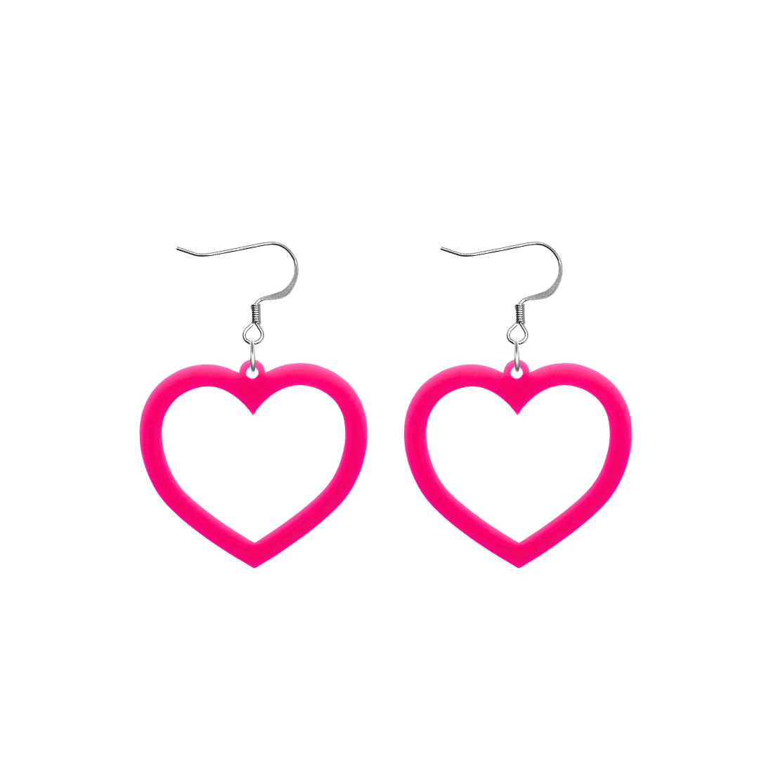 haus of dizzy plain barbie heart earrings in hot pink size small with hooks no heart tops