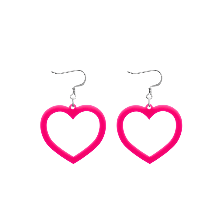 haus of dizzy plain barbie heart earrings in hot pink size small with hooks no heart tops