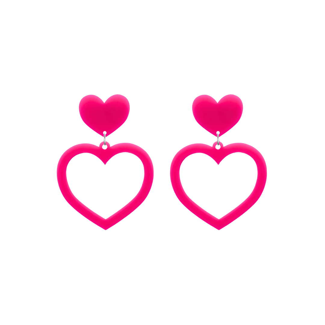 haus of dizzy plain barbie heart earrings in hot pink size small