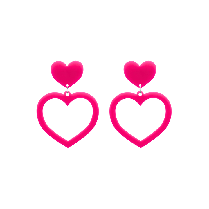 haus of dizzy plain barbie heart earrings in hot pink size small