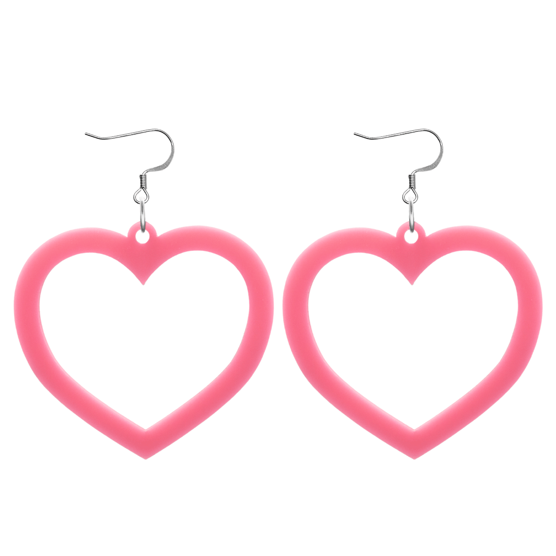 haus of dizzy plain barbie heart earrings in baby pink size large with hooks no heart tops