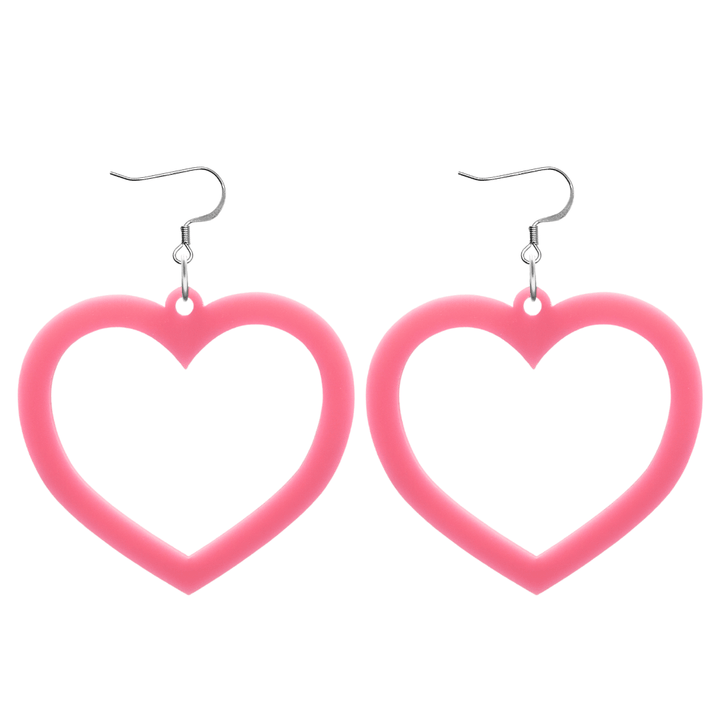 haus of dizzy plain barbie heart earrings in baby pink size large with hooks no heart tops