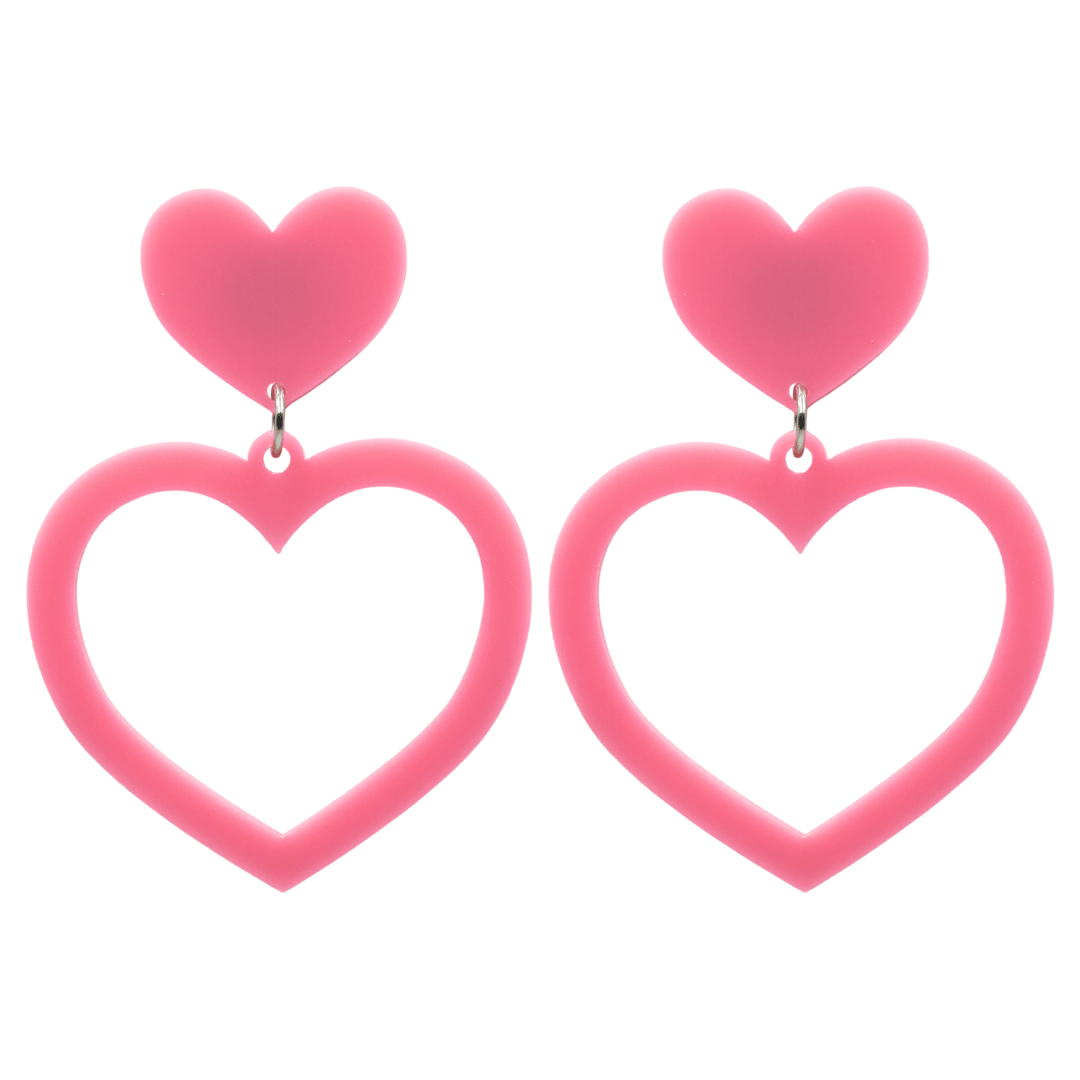 haus of dizzy plain barbie heart earrings in baby pink size large
