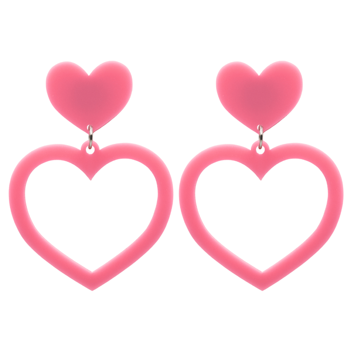 haus of dizzy plain barbie heart earrings in baby pink size large