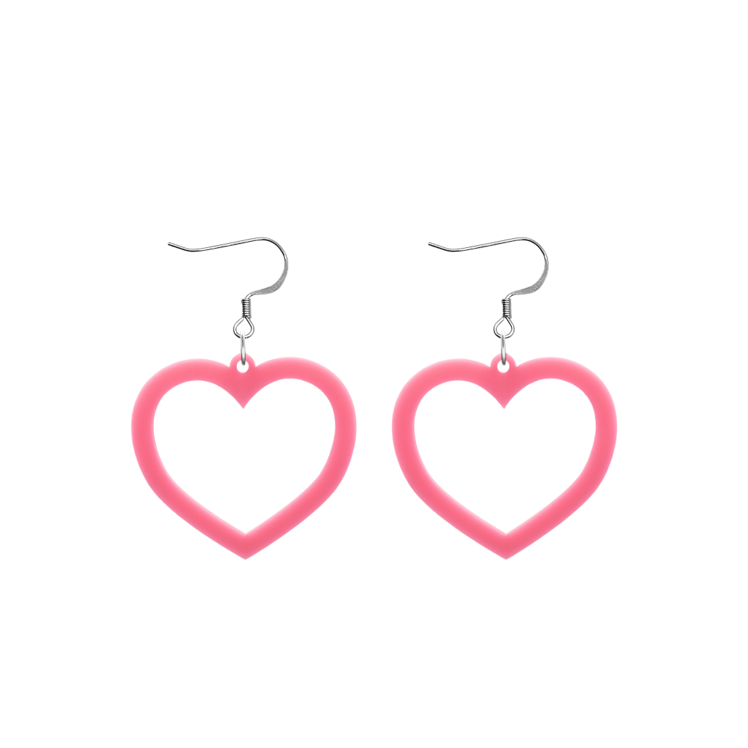 haus of dizzy plain barbie heart earrings in baby pink size small with hooks no heart tops