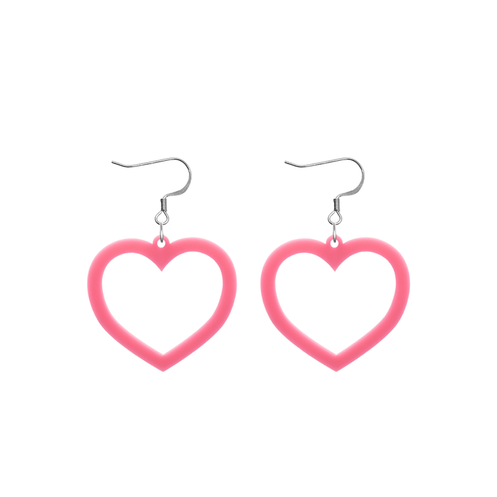 haus of dizzy plain barbie heart earrings in baby pink size small with hooks no heart tops