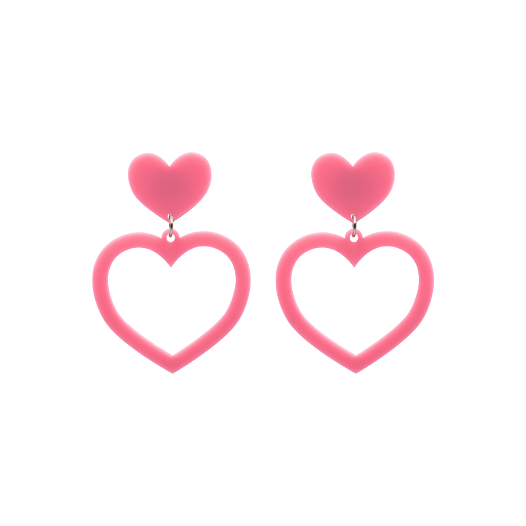 haus of dizzy plain barbie heart earrings in baby pink size small