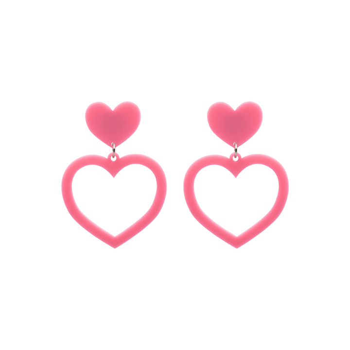 haus of dizzy plain barbie heart earrings in baby pink size small