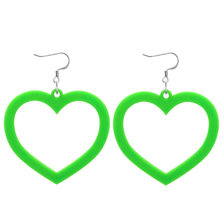 haus of dizzy plain barbie heart earrings in lime green size large with hooks no heart tops